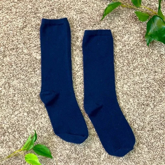 Kids Socks Navy Blue Land's End Youth Girls Boys Unisex Junior Stretch Comfy - Picture 1 of 9
